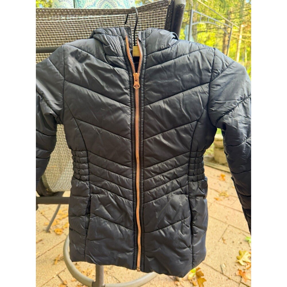 Under Armour Girls 6X Gray Hooded Full rose gold Zip Lined Puffer Jacket Pockets
